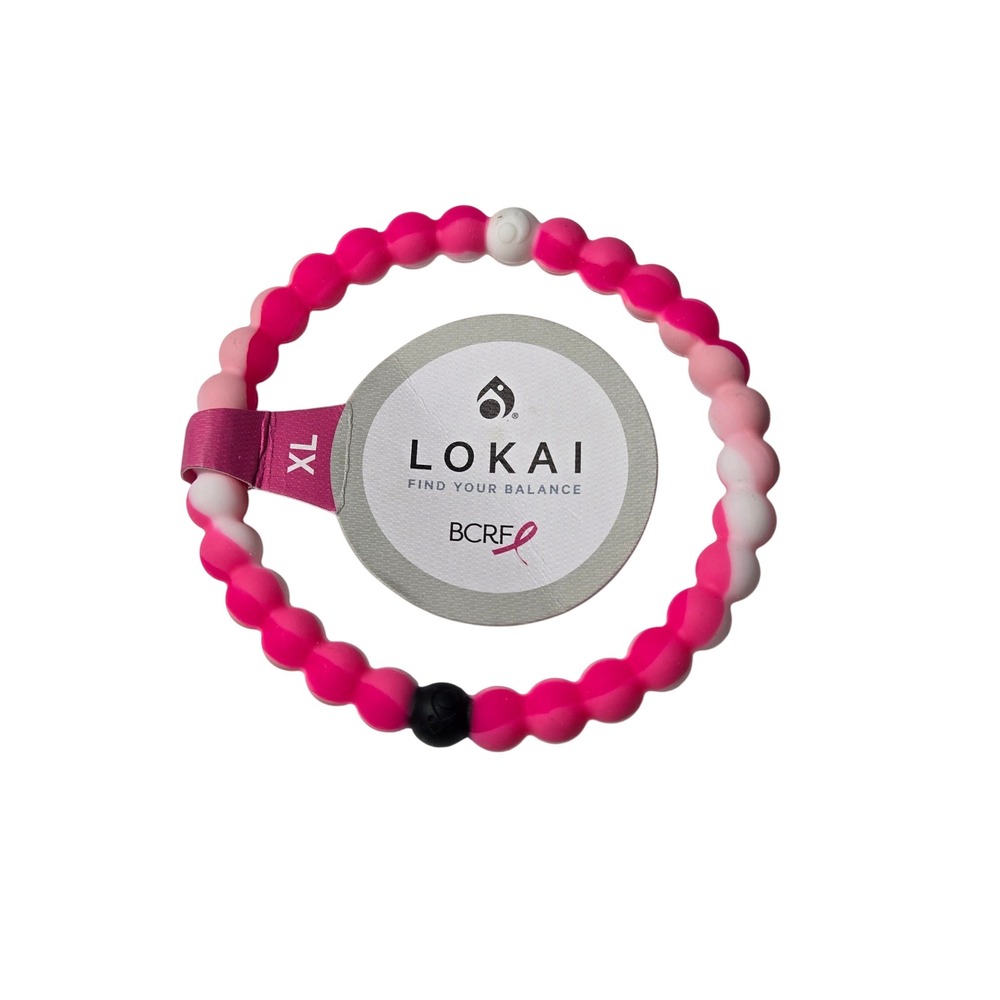 Lokai Womens Bracelet Pink White Swirl BCRF Breast Cancer Awareness XL